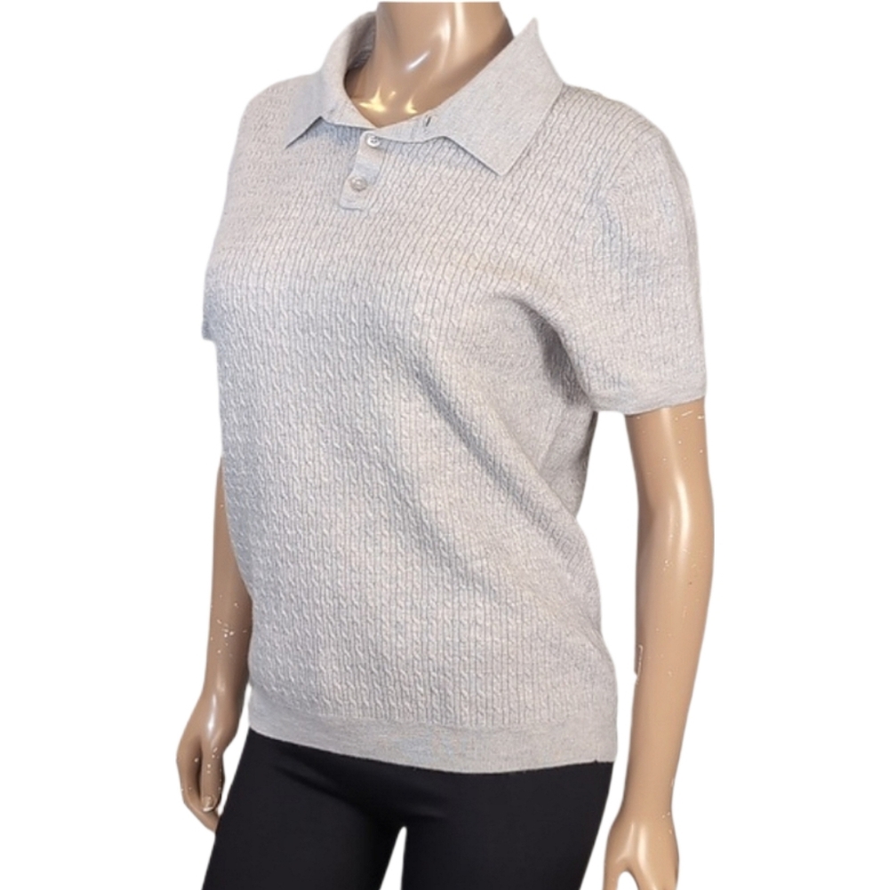 Christian Lacroix Cable Knit Sweater Short Sleeve Extrafine Merino Wool Size XL